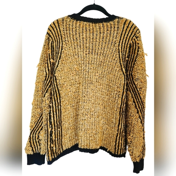 FREE THE ROSES Unique black & yellow chunky knit sweater, size M, Y2K vintage - Picture 5 of 6